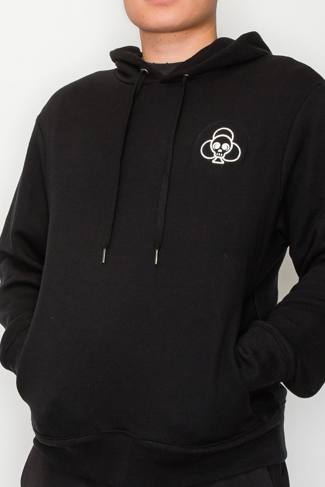 CS hoodie front with embroidered logo