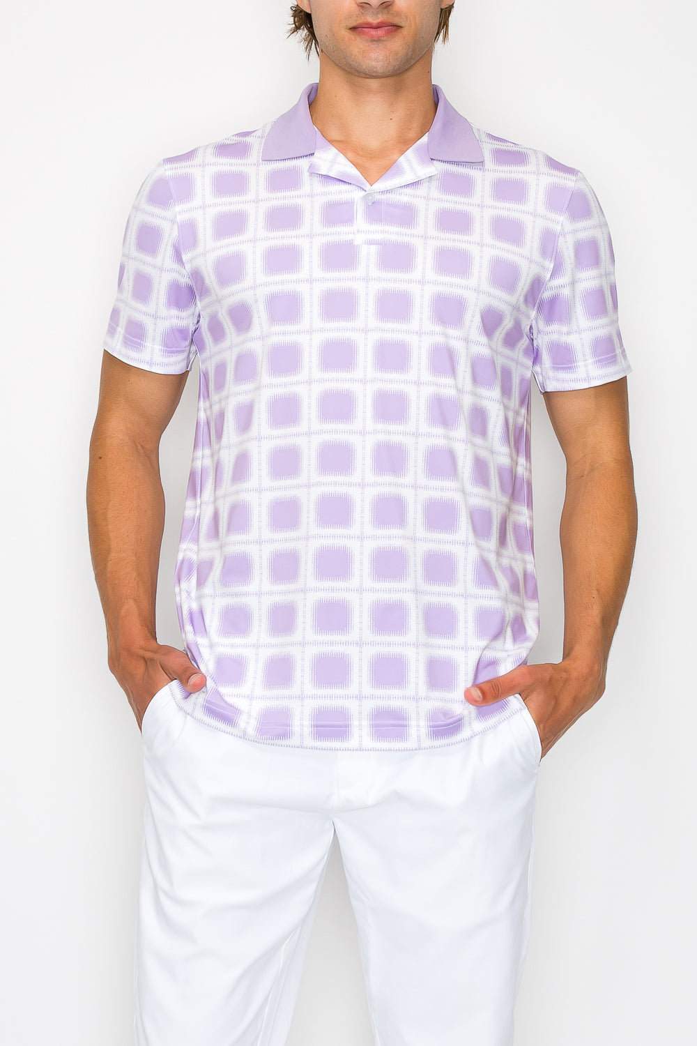 Model with Statement Plaid Polo