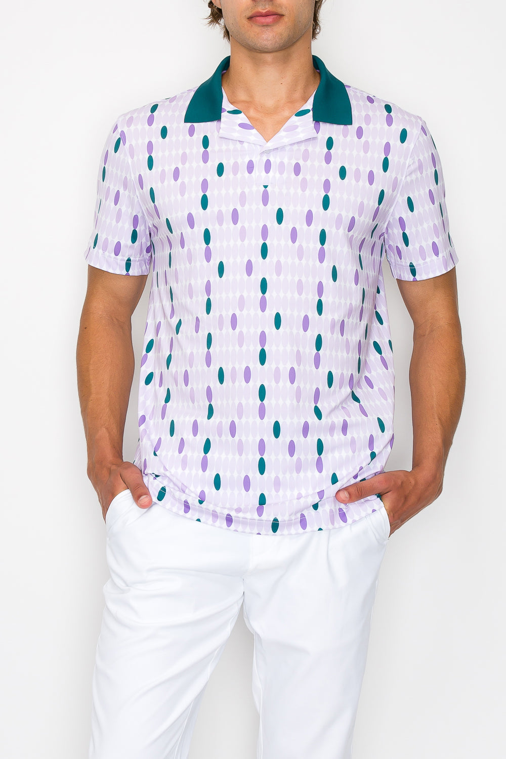 Model with Luxe Dot Polo