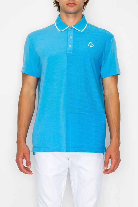 Model with Grid Contrast Polo